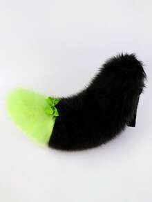 Fox Tail Costume Cosplay Handmade Animal Tail Plush Fluffy Tail Multi-Color Simulation Dog Tail Lolita Fox Comic Exhibition Accessories Halloween Party Cute Accessories - 黑綠色 - 查看 1
