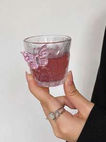 1/2 件独特设计蝴蝶冰透明迷你杯，小冰川饮水杯，优雅的家用玻璃器皿，办公室茶杯 - 彩色 - 查看 8