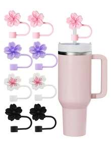 8pcs/4pcs/3pcs/1pc Silicone Crabapple Blossom Straw Caps, Reusable Straw Covers For 10mm Wide Straws, Fashion & Cute Style Straw Toppers Fits Modern Minimalist Cups