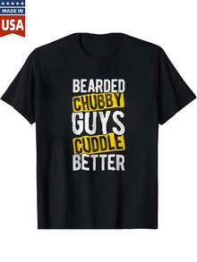 Bearded Guys Cuddle Better - Funny T-Shirt For Men   Soft & Comfortable Graphic Tee   Made In USA   Perfect Gift For Him - 黑色 - 查看 1