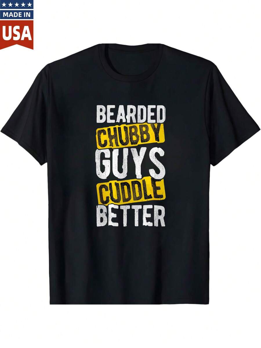 Bearded Guys Cuddle Better - Funny T-Shirt For Men   Soft & Comfortable Graphic Tee   Made In USA   Perfect Gift For Him - 黑色 - 查看 1