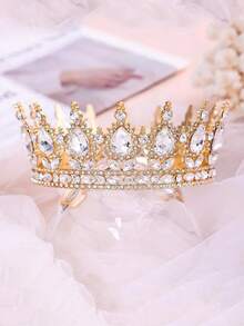 1pc Beautiful Crystal Large Crown Cake Topper, Suitable For Birthday Party Cake Decoration, Christmas, Cake Top Insert, Baking Supplies, Kitchen Essentials, Baking Decor, Baking Supplies, Cake Decorations, Bridal Crown Headpiece, Holiday Gift, Decor, Christmas Ornament, Wedding Food Decor, Back To School Party Baking Decor Set, Wedding Guest Gift