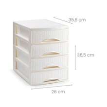 Zylx shopping - Cajonera de Sobremesa Efecto Ratán de Plástico | 2, 3 o 4 Cajones - Organizador de Escritorio con Cajones - Blanco - Ver 4