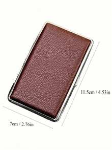 1 Peça Estojo de Cigarro Metálico e de Couro Fino e Longo com Capacidade para 20 Cigarros, Espessura de 5,5 mm, Design de Flip-Top Moderno