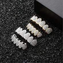 2PC Rapper Grills Set – Bling Bling Cubic Zirconia Tooth Caps For Cosplay Queens. Turn Yellow Teeth Into Icy Bling Instantly. - 白色 - 查看 2