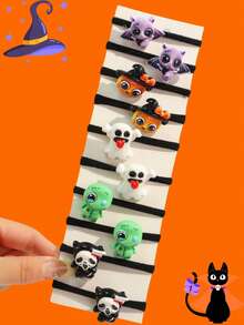 10 件装女孩卡通南瓜和骷髅万圣节派对发圈