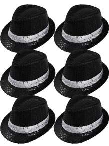 D EXCEED 1/2/3/6/9PCS Fashionable Sequin Fedora Party Hat, Unisex Sparkling Accessory For Costumes, Parties, Events & Everyday Style
