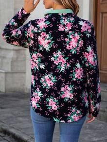 Camisa floreada manga negra ideal para eventos especiales y todas las temporadas. - Negro - Ver 3