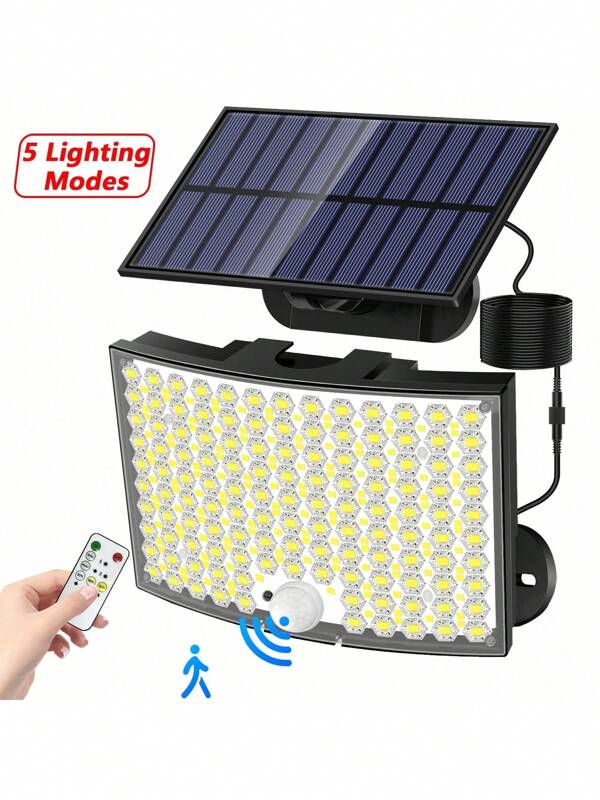1/2 piezas 268 LED Luces solares de pared para exterior con sensor de movimiento, luces solares exteriores con 5 modos de iluminación que van del anochecer al amanecer, impermeables, lámpara de pared con control remoto para patio, jardín, garaje, exterior