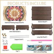 1 件 DIY 钻石画套装 - 曼陀罗花朵图案木制收纳盒，多功能防尘双开盖，适用于珠宝和手工艺品整理，客厅桌面收纳，完美的家居装饰礼物和独特的圣诞节、万圣节节日礼物，创意钻石艺术收纳盒 - 黑色 - 查看 6