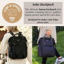 Baggallini Soho Backpack Travel Laptop Backpack For Women Lightweight WaterResistant Luggage Bag Black - BlackTwill - View 2