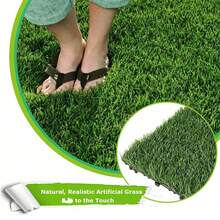 1PC/4PCS Artificial Grass Turf Tile, 12 X 12 Inch Interlocking Deck Tiles Turf Squares Fake Grass Mat For Pet, Dogs, Patio, Balcony Apartment Indoor Outdoor Flooring Decor Grass Turf Rug - Multicolor - View 3