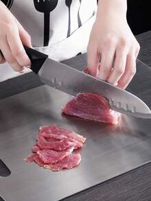 1 Stück antibakterielle Edelstahl Schneidebrett, beidseitig verwendbares Hackbrett für die Küche Zuhause