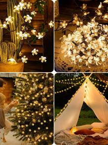 Solar Cherry Blossom String Lights – Waterproof Outdoor LED Fairy Lights For Garden, Patio, Lawn, Pathway & Tree Decor,