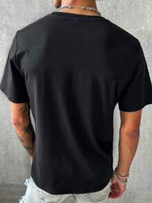 Camiseta Masculina Estampa Basquete Ball  Verão    Ajuste Regular    Nenhum - Preto - Visão 3