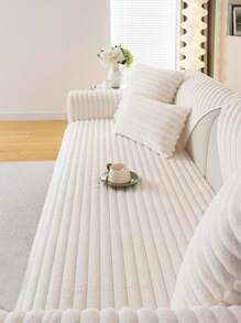 1pc Thick Rabbit Fur Sofa Cushion Cover, Modern Minimalist Anti-Slip Warm Sofa Seat Pad, Dust-Proof Washable Sofa Slipcover, Soft & Fade-Resistant, Pet-Friendly, Fits L-Shaped Sofa And 1/2/3/4 Seater Sofa, Suitable For Bedroom, Office, Living Room