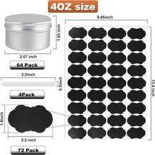 64 Pack Round Cans With Screw Lid 4 Oz Aluminum Metal Tins DIY Food Candle Containers For Lotion Bars, Balms, Salve, Spices, Beard Balm, Crafts With 4 Markers 2 Sheets Label Stickers (Silver) - 黑色 - 查看 9