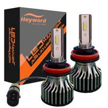 Heyword Heyword 2pcs LED Car Headlight 9005 9006 H13 H11 H7 H4 H1 Car Headlights High Low Beam, 75000LM 800% Brighter Five Color Options6500K/3000K/4300K/8000K/25000K Fast Silent Fan Bright Cob 1860 Chip Plug-N-Play