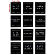 6/12 Peças/Conjunto Adesivos de Rótulo para Garrafas de Sabonete Líquido e Detergente de Louça, Decorações em Estilo Artístico de Fonte, Adesivos de Rótulo de Shampoo, Aderem Firmemente, À Prova d'Água, para Garrafas, Etiquetas de Armazenamento de Banheiro