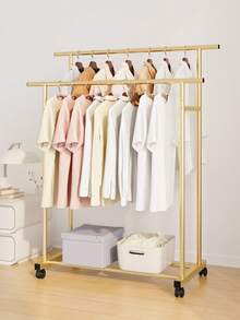 Freestanding Clothes Rack With Wheels, Multifunctional Garment Hanger, Lightweight Luxury Home Use, Easy Balcony Drying Rack With Double Pole - Multicolor - View 4