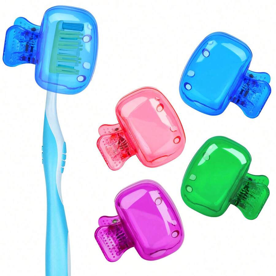 1/2/4pcs Household Toothbrush Holder, Portable Travel Toothbrush Dust Cover Storage Box, Toothbrush Head Protection Clip, Toothbrush Storage Clip, Toothbrush Protective Cover, Toothbrush Head Protective Case, For Home Daily Use And Business Travel, Outdoor Travel And Camping, Bathroom Decor, Back To School, Summer Travel Accessories, Bathroom Gadgets, Bathroom Accessories - Multicolor - View 1