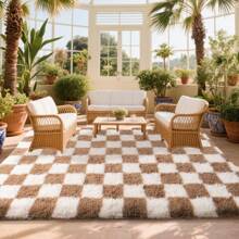 5x7 Feet Checkered Area Rugs For Living Room, Black And Pink Modern Shag Plaid Rug Washable Non-Slip Large Area Rug Super Soft Indoor Fuzzy Carpet Fluffy Rugs For Bedroom Home Aesthetic Decor