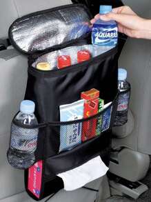 Multifunktionell väska för bilsätesryggen – Inkluderar isolerad kylväska, högdensitets oxfordtyg med aluminiumfoliefoder, flera förvaringsfickor, lätt att hänga på fram- eller baksätet, platsbesparande design, universell passform för SUV:ar, sedaner och minibussar, förvarings- och isoleringsväska för sätesryggen - En-Storlek - Visa 9