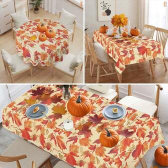 1/36 st. Thanksgiving Höstskörden Lönnlöv Mönster Digitalt Tryck Bordsduk - 100% Polyester Tvättbar, Rektangulär & Rund, Lämplig För Högtider, Familjesammankomster, Festlig Dekor, Kök, Matsal, Vardagsrum, Hotellbankett