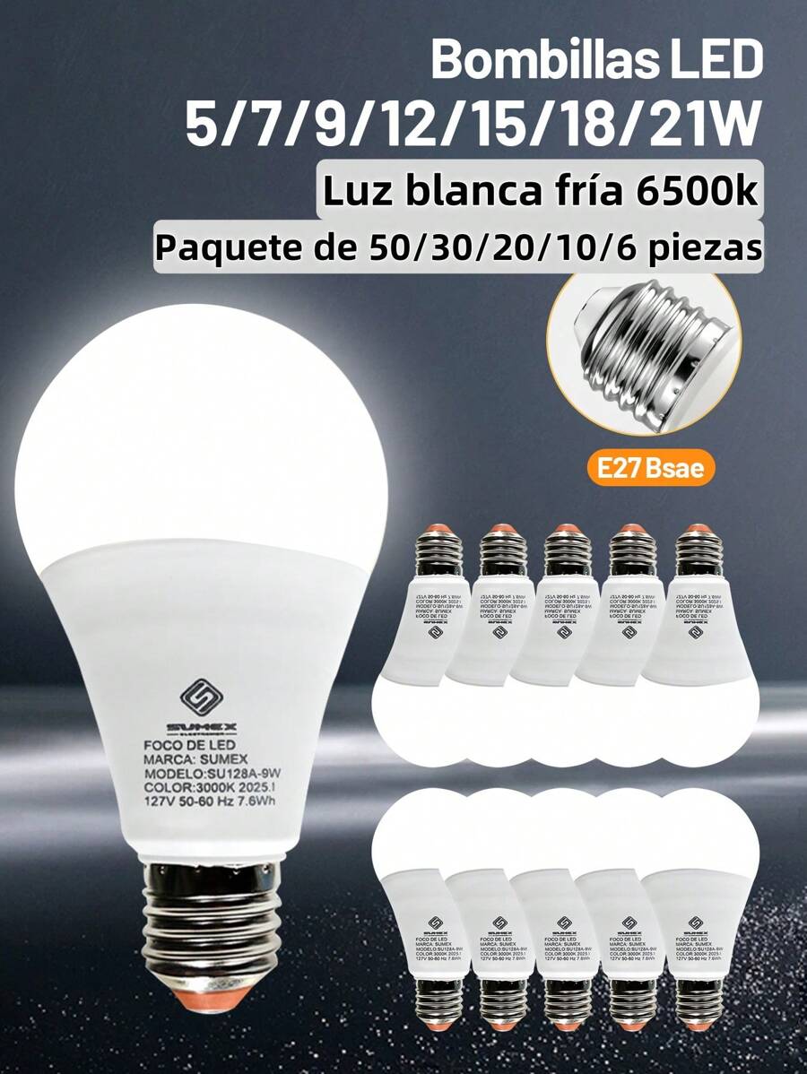 Pack Of 1/30PCS 3W LED Energy Saver E27 300LM Cool White Light White Light