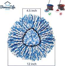 BonusLife 1 Paquete de Repuestos de Mopa y 1 Base de Cabezal de Mopa para el Sistema de Mopa Giratoria de 2 Tanques O-Ceda RinseClean, solo limpieza fácil con repuesto de microfibra
