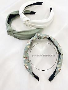 3pcs/Set Women's Floral Solid Color Fabric Headbands, Sweet Matching Hairband For Daily Use, All Seasons, Home Beauty Women Accessory Gifts, Hair Hoop