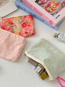 Floral Fresh Coin Purse, Lipstick Key Makeup Bag, Portable Inner Pouch, Sundries Data Cable Coin Storage Bag - Multicolor - View 4