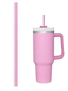 7pcs/6pcs/1pc/Set Replacement Glitter Straws For 40oz/30oz Cups, Material Reusable Straws With Cleaning Brush, Suitable For 30oz/40oz Cups, Cute & Modern Design, Great Gift For Family, Friends, Lover, Christmas, Valentine's Day - Multicolor - View 13