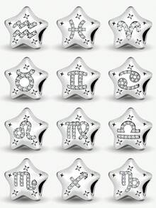 1pc Exquisite 12 Zodiac Sign Pendant Bead, Suitable For Women To Wear, Can Be Used For DIY Jewelry Making Such As Bracelets And Bangles, An Excellent Gift For Girlfriend - Star Constellation - View 3