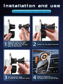 SUONEE Kabelloses AutoHandy-Ladegerät, Halterung, Ständer, 15 W, Schnellladung, automatische Klemmung, Lüftungsschlitz, Autozubehör für iPhone 16 SE 15 14 13 12 11 Xs Max XR S25 S24 S23 S22 S21 S20 S10+ S9 Note 20 Note 10, kabellose FunktionsHandy