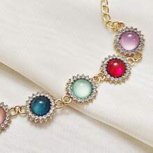 New Colorful Cat Eye Round Pendant Bracelet, Fashionable & Elegant Jewelry Gift