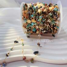 100 厘米全铜防锈 14k 天然石散珠链项链手链 DIY 工艺用品（不包括收纳卷轴） - 金色 - 查看 17