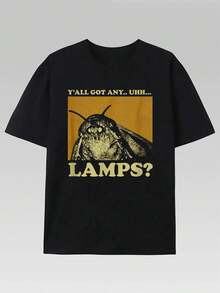 Y'all Got Any Lamps Moth Meme Lamp Shirt For Men Women Kids T-Shirt Cotton T Shirt Men Crew Neck Short Sleeve Casual T-Shirt - 黑色 - 查看 1