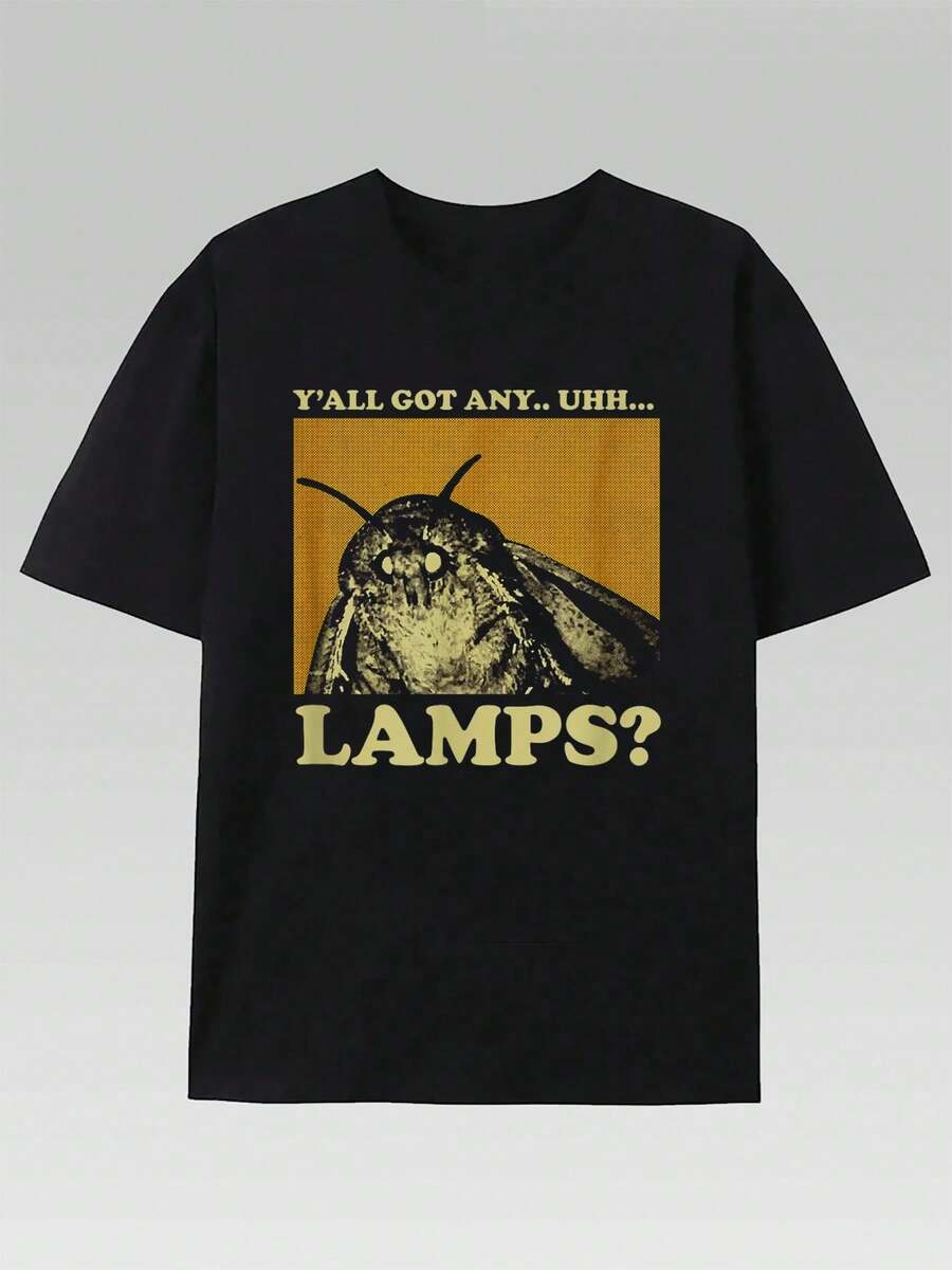 Y'all Got Any Lamps Moth Meme Lamp Shirt For Men Women Kids T-Shirt Cotton T Shirt Men Crew Neck Short Sleeve Casual T-Shirt - 黑色 - 查看 1