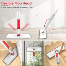 1 Set Microfiber Spray Mop For Hardwood Floors. Reusable Mop Base Suitable For Hardwood, Laminate, Vinyl And Tile Floors In Kitchen - Red and White - View 7