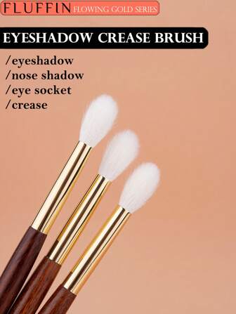 1pc FLUFFIN E23 Eyeshadow Blending Brush, 100% Goat Hair, Flame Color, Suitable For Nose Shading, Eyeshadow Blending, Copper Ferrule And African Rosewood Handle, Makeup Tool, Eyebrow Brush, Eyeshadow Brush, Spiral Brush