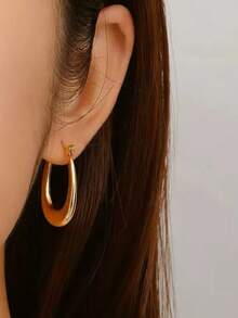 1 Pair Women's Minimalist Stainless Steel U-Shaped Earrings, Fashion Elegant Earrings