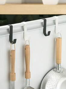 5pcs Multifunctional Hooks, Cabinet Door Hook Storage Rack, Stainless Steel Hook Door, Bathroom Storage Rack, Punch-Free Removable Hooks Suitable For Holiday Wreaths, Hangers, Storage Racks, Towels, Keys, Bathroom Hooks