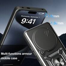 Military Grade Anti-Drop Stand Phone Case Shockproof Military Grade Rugged Stand Protective Case With Ring Holder Stand For Honor X9C 5G/Honor Magic7 Lite 5G/Honor X9B 5G/Honor Magic6 Lite 5G Phones Camera Protection Anti-Shock Anti-Fingerprint Anti-Slip Spring Gift - Black - View 5