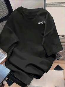 T-shirt oversize in cotone con stampa grafica, t-shirt da uomo con stampa fronte-retro, scollo tondo casual alla moda, 220 g/m2, puro cotone (1 pezzo)