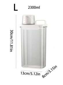 1pc Laundry Powder Container, Airtight Laundry Detergent Storage Box With Measuring Cup And Handle, Clear Plastic Laundry Powder Dispenser For Storing Detergent, Powder, Laundry Pods - White - View 8