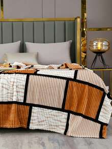 1 pièce Couverture en flanelle à carreaux imprimée, couverture multifonctionnelle et confortable pour la sieste, le canapé, le bureau, le camping, les voyages, toutes les saisons, cadeau de Noël et d'Halloween