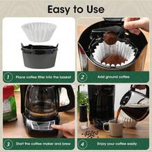 Premium 100-Count Coffee Filters 8-12 Cup Capacity - Oxygen Bleached Flat Bottom Paper For Optimal Drip Brewing, Fast Flow Design Fits Most Standard Coffee Makers, Unbleached Natural White Filters For Rich Flavor Extraction - 100 計數 - 查看 4