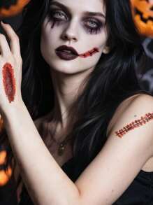 8/6/3/1 pieza Pegatinas de tatuaje temporal para efectos de cicatriz y herida de Halloween, diseño de modelo de broma, adecuado para cara, cuello, manos, brazos y arte corporal (Halloween)