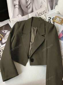 Chaqueta blazer casual suelta y corta para mujer, tejido de 120G, para primavera y otoño
